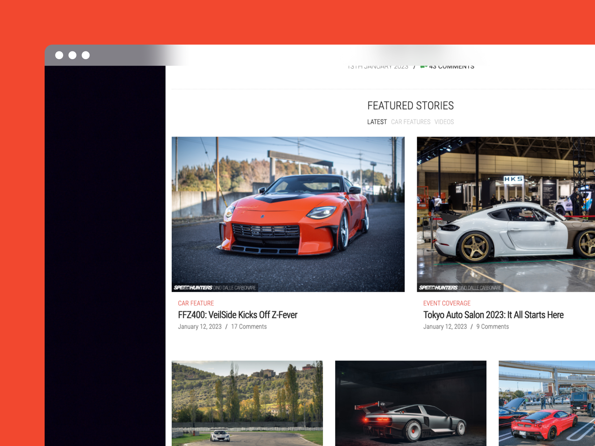 Home page redesign for Speedhunters.